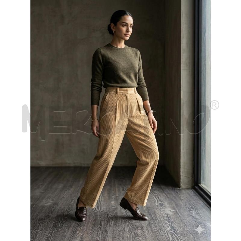 PANTALONE DONNA BRUNELLO CUCINELLI IN VELLUTO DI LINO NOCCIOLA | Mercatino dell'Usato Moncalieri bengasi 1