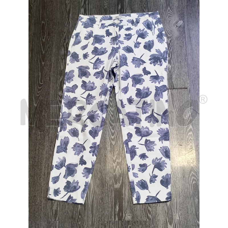 PANTALONE DONNA CHIARA DALBA BIANCO FOGLIE BLU  | Mercatino dell'Usato Moncalieri bengasi 1