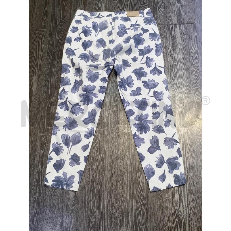 PANTALONE DONNA CHIARA DALBA BIANCO FOGLIE BLU  | Mercatino dell'Usato Moncalieri bengasi 2