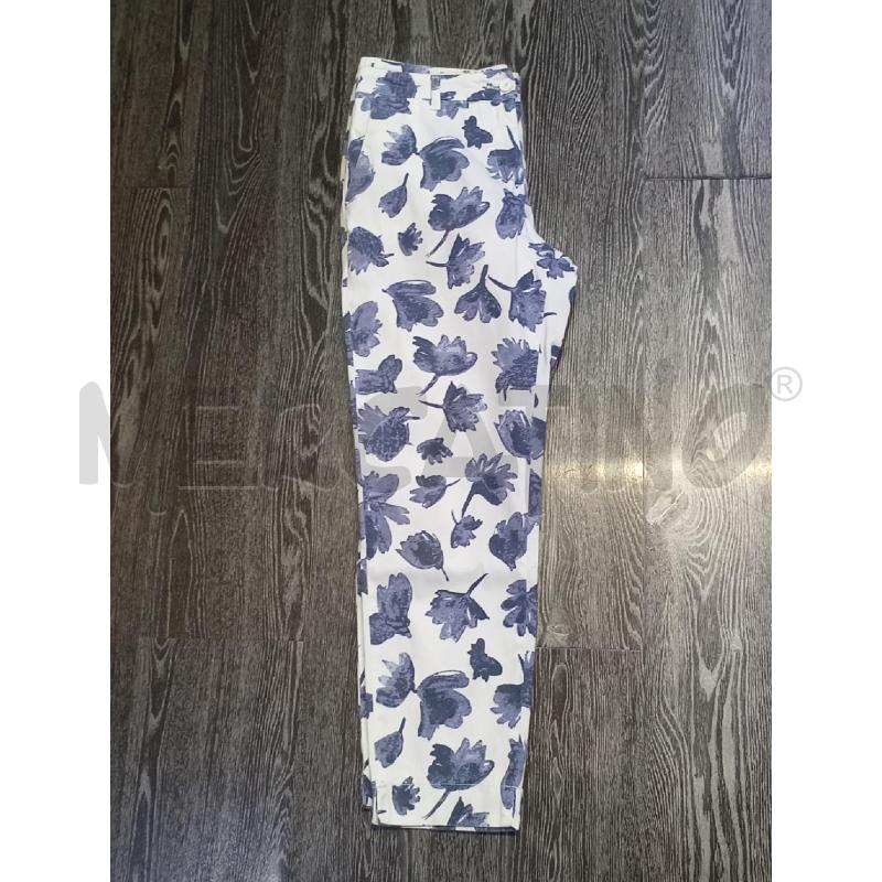 PANTALONE DONNA CHIARA DALBA BIANCO FOGLIE BLU  | Mercatino dell'Usato Moncalieri bengasi 3