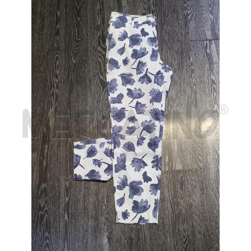 PANTALONE DONNA CHIARA DALBA BIANCO FOGLIE BLU  | Mercatino dell'Usato Moncalieri bengasi 4