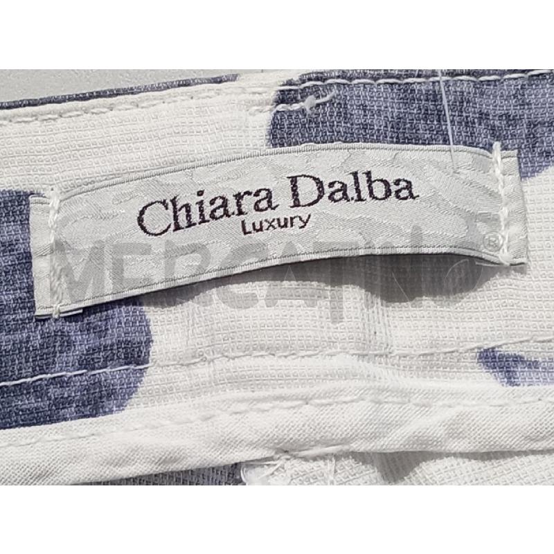 PANTALONE DONNA CHIARA DALBA BIANCO FOGLIE BLU  | Mercatino dell'Usato Moncalieri bengasi 5