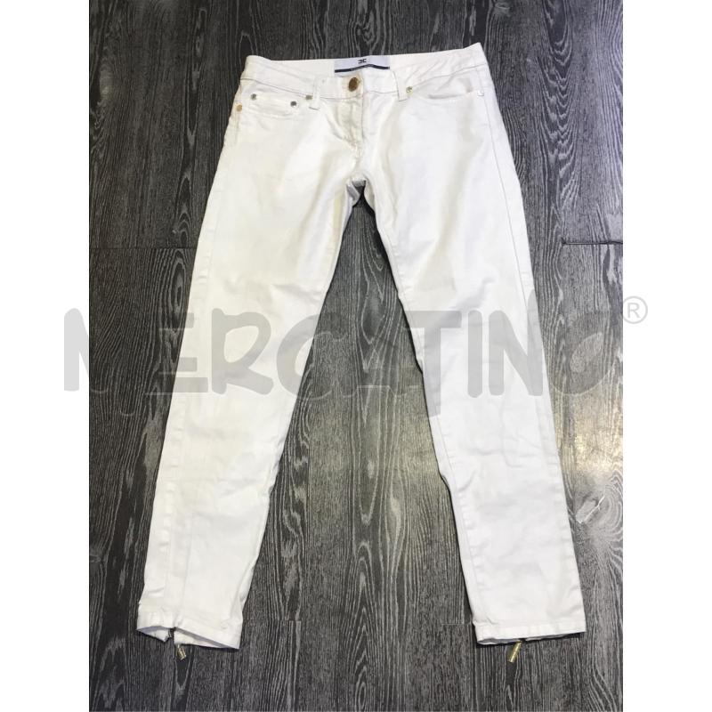 PANTALONE DONNA ELISABETTA FRANCHI BIANCO EFFETTO LUCIDO | Mercatino dell'Usato Moncalieri bengasi 1