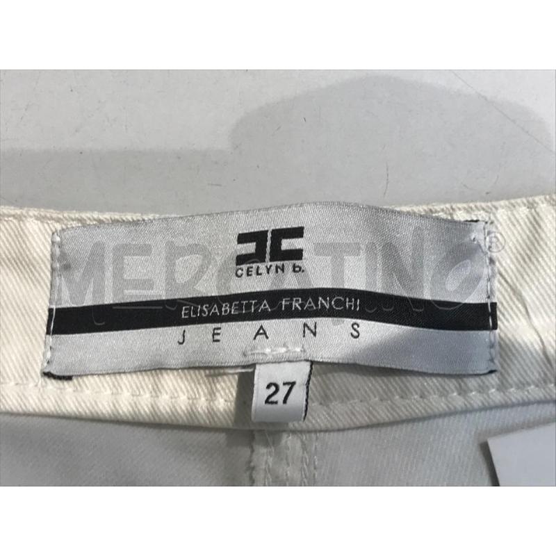 PANTALONE DONNA ELISABETTA FRANCHI BIANCO EFFETTO LUCIDO | Mercatino dell'Usato Moncalieri bengasi 5