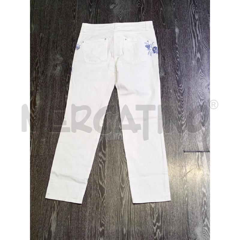 PANTALONE DONNA EMANUEL SCHVILI BAINCO CON FIORI AZZURRI | Mercatino dell'Usato Moncalieri bengasi 2