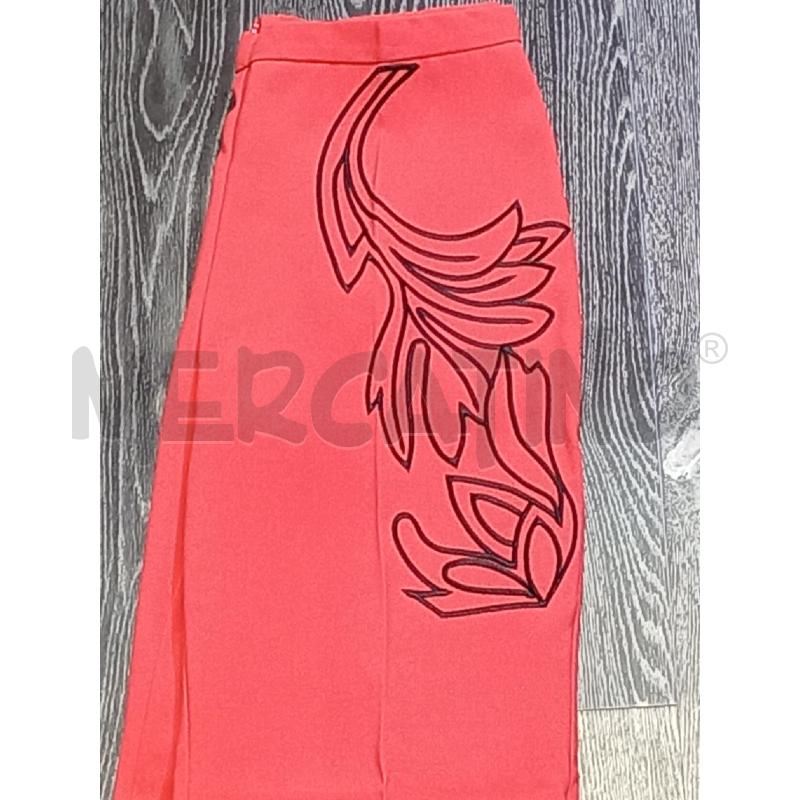 PANTALONE DONNA MARIA GRAZIA SEVERI ROSSO CON FIORE NERO | Mercatino dell'Usato Moncalieri bengasi 3