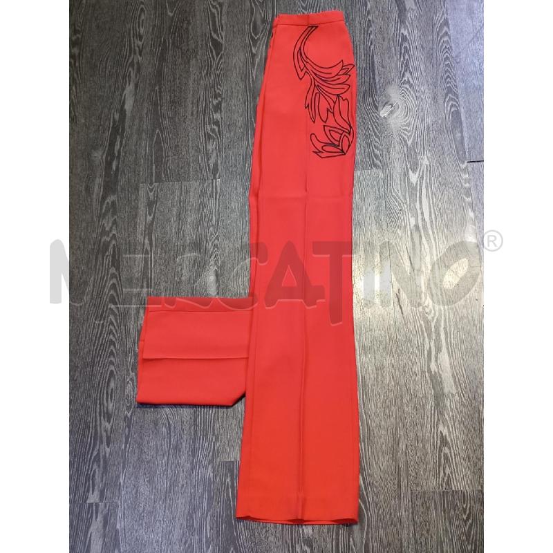 PANTALONE DONNA MARIA GRAZIA SEVERI ROSSO CON FIORE NERO | Mercatino dell'Usato Moncalieri bengasi 4