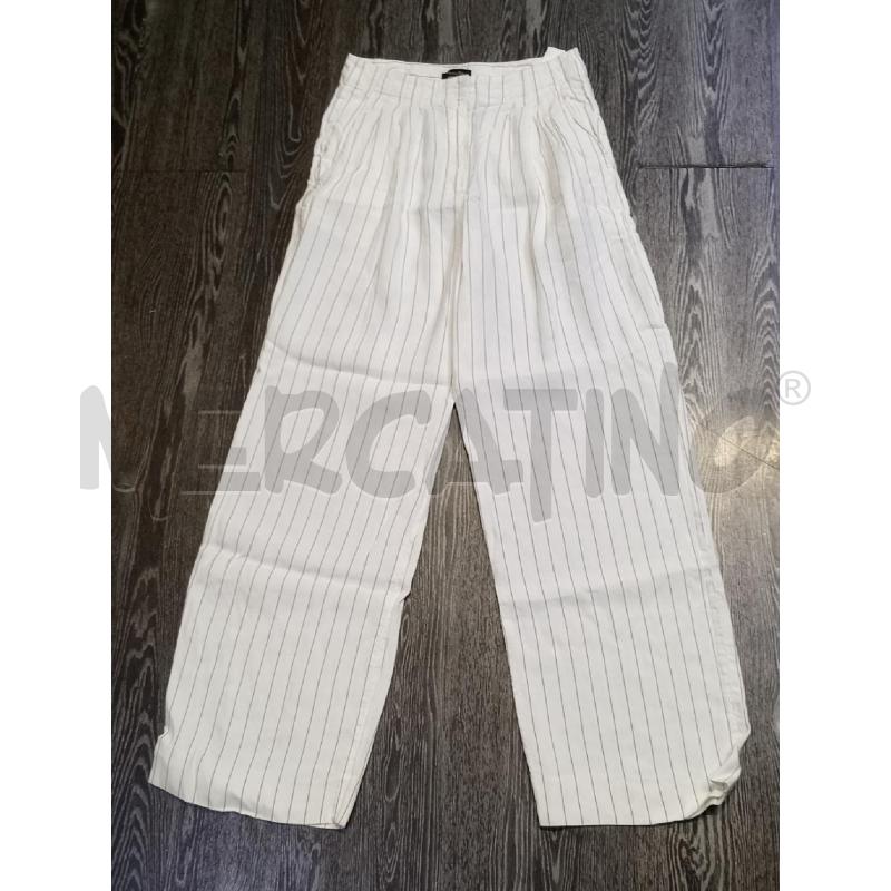 PANTALONE DONNA MASSIMO DUTTI BIANCO RIGHE LINO LARGO | Mercatino dell'Usato Moncalieri bengasi 1
