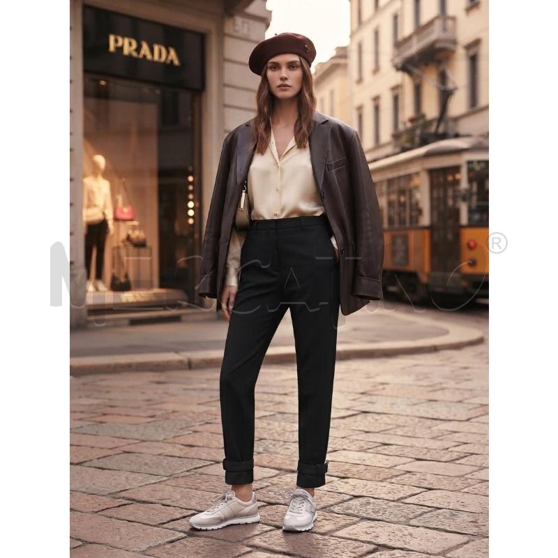 PANTALONE DONNA PRADA NERO DETTAGLIO CHISURA ALLA CAVIGLIA  | Mercatino dell'Usato Moncalieri bengasi 1