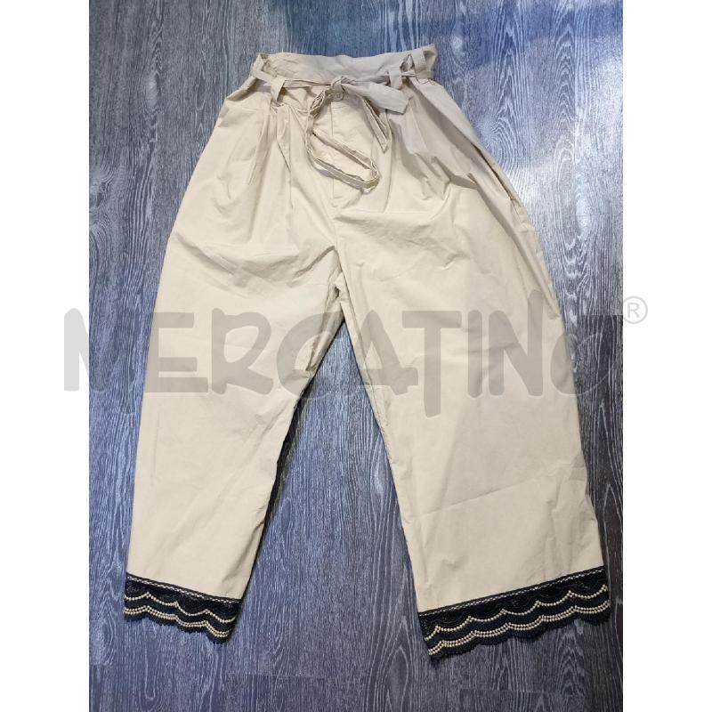 PANTALONE DONNA TWINSET BEIGE FONDO GAMBA MERLETTO NERO  | Mercatino dell'Usato Moncalieri bengasi 1