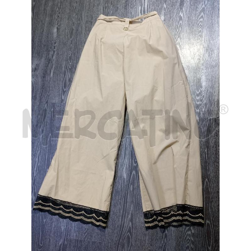 PANTALONE DONNA TWINSET BEIGE FONDO GAMBA MERLETTO NERO  | Mercatino dell'Usato Moncalieri bengasi 2