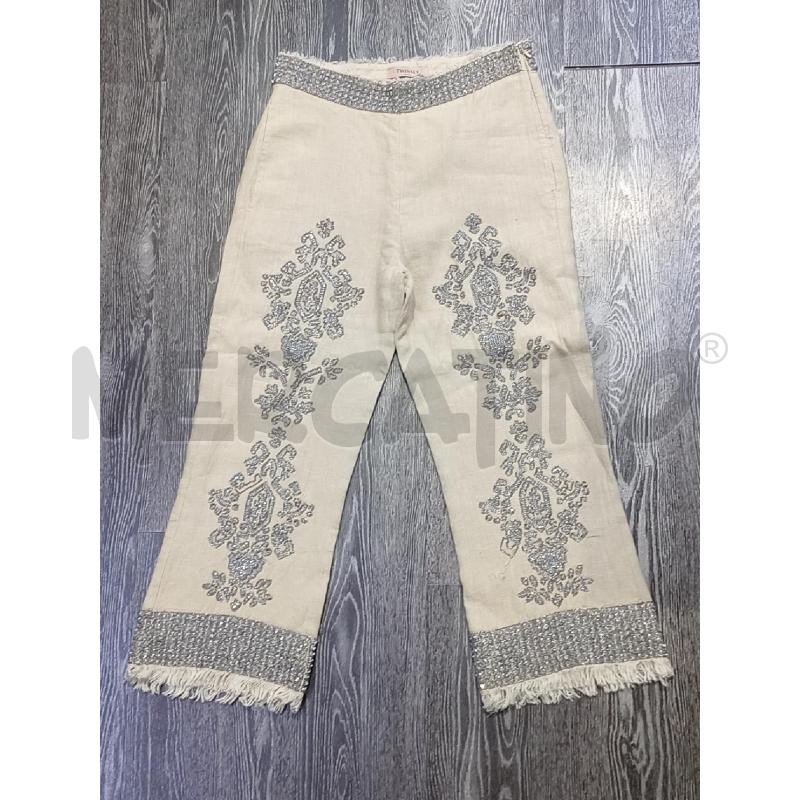 PANTALONE DONNA TWIN SET LIMITED EDITION BEIGE CON PERLINE | Mercatino dell'Usato Moncalieri bengasi 1