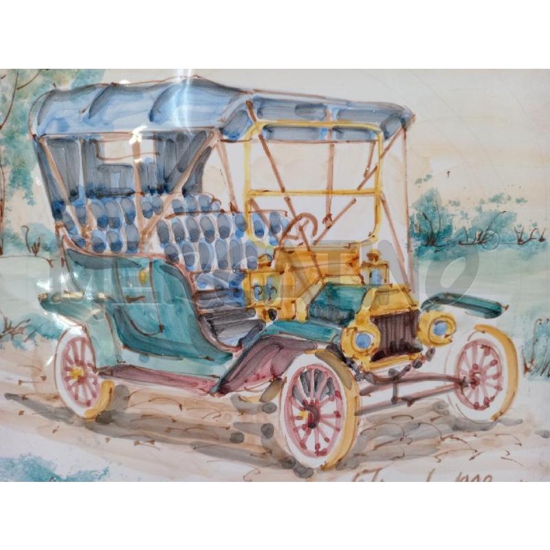 PIASTRA TERRACOTTA SMALTATA DELFY C/RAFFIGURANTE UNA FORD D'EPOCA  | Mercatino dell'Usato Moncalieri bengasi 3