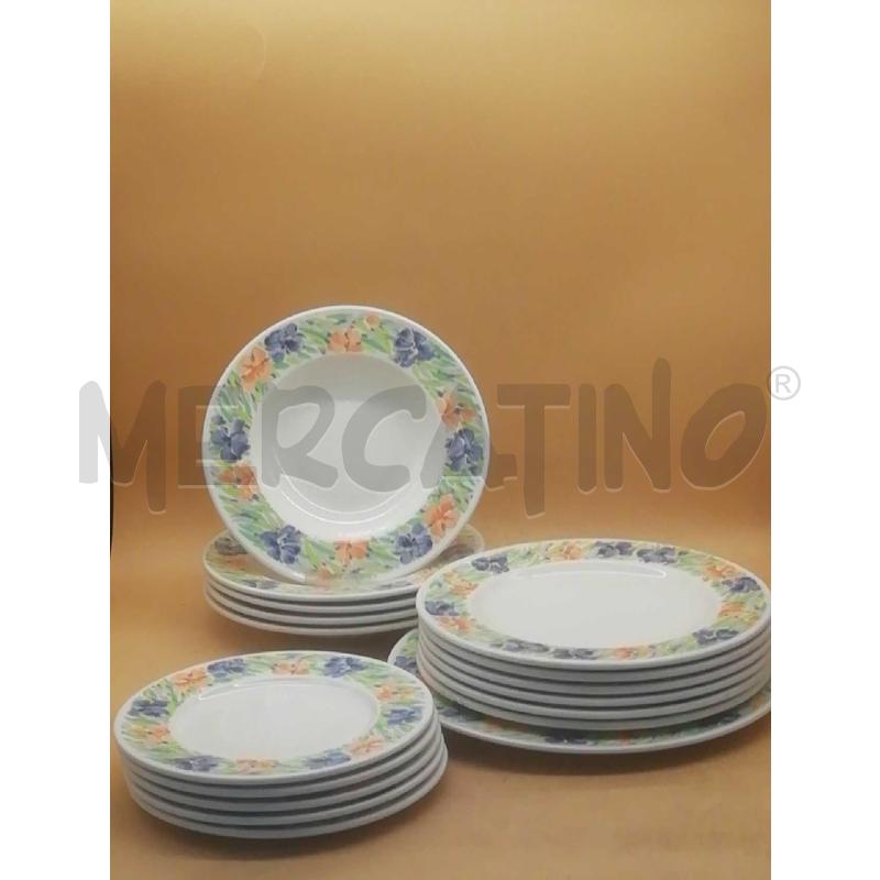 PIATTI PZ.5+5+6+1 CERAMICA OLYMPIA BORDO FIORI  | Mercatino dell'Usato Moncalieri bengasi 1