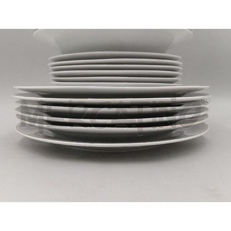 PIATTI PZ.6+6+6 CERAMICA VISSANI BORDO RIGHE GRIGIE  | Mercatino dell'Usato Moncalieri bengasi 3