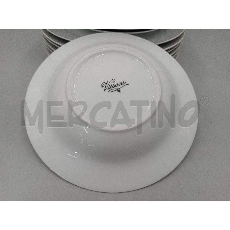 PIATTI PZ.6+6+6 CERAMICA VISSANI BORDO RIGHE GRIGIE  | Mercatino dell'Usato Moncalieri bengasi 4