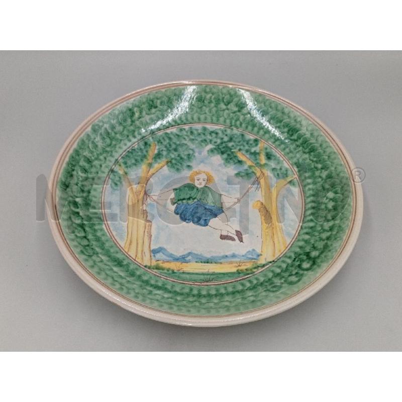 PIATTO CERAMICA CALTAGIRONE BIMBA ALTALENA | Mercatino dell'Usato Moncalieri bengasi 1