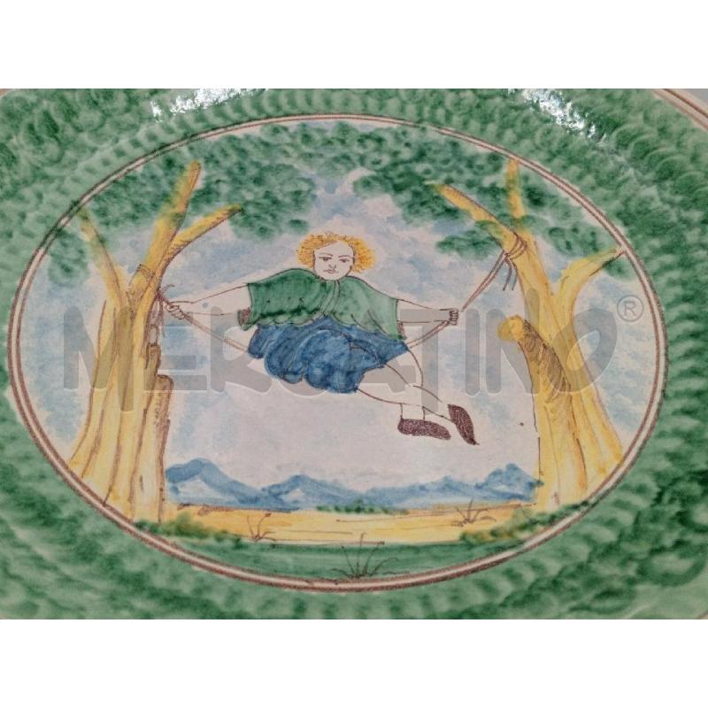 PIATTO CERAMICA CALTAGIRONE BIMBA ALTALENA | Mercatino dell'Usato Moncalieri bengasi 2