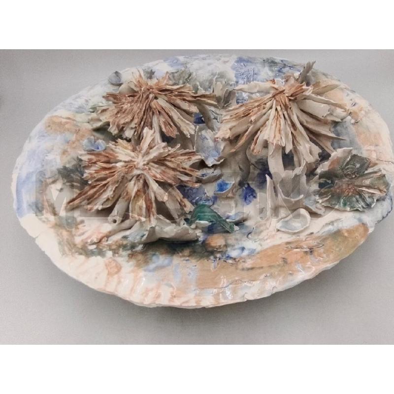 PIATTO CERAMICA GIGANTE FIORI FIRMATO | Mercatino dell'Usato Moncalieri bengasi 1