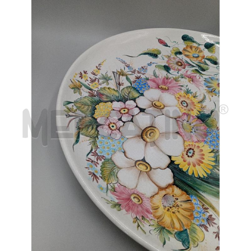 PIATTO CERAMICA NOVE GRANDE DA APPENDERE O CENTROTAVOLA DECORO INTERNO FIORI  | Mercatino dell'Usato Moncalieri bengasi 3