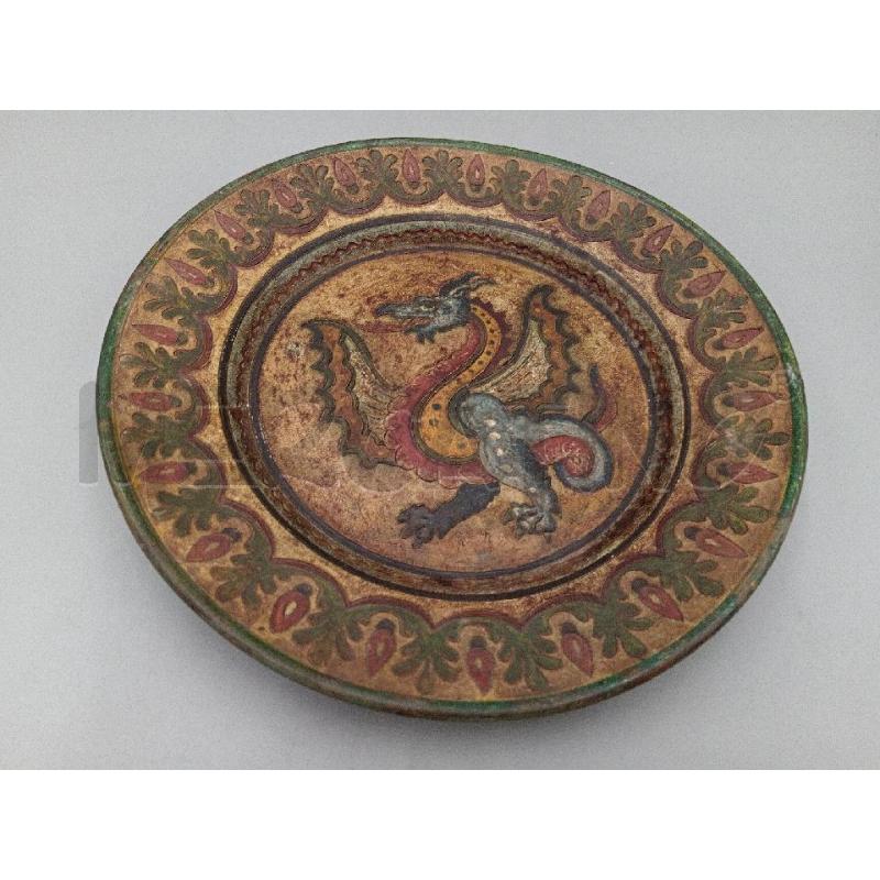 PIATTO VECCHIO CERAMICA ITALY DECORO CHIMERA DRAGONICA  | Mercatino dell'Usato Moncalieri bengasi 1