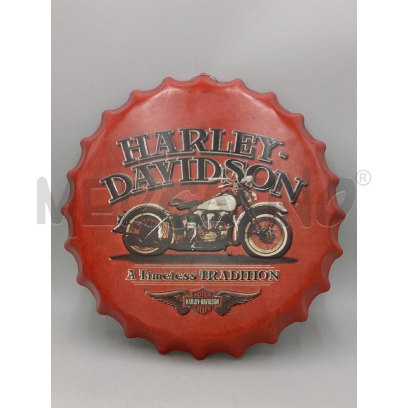 PLACCA METALLO FORMA TAPPO BOTTIGLIA STAMPA HARLEY DAVIDSON  | Mercatino dell'Usato Moncalieri bengasi 1