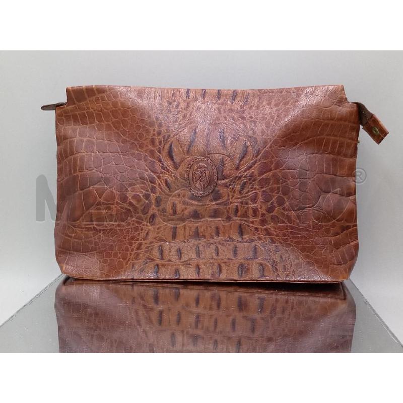 POCHETTE TRUSSARDI MARRONE STAMPA COCCO  | Mercatino dell'Usato Moncalieri bengasi 1