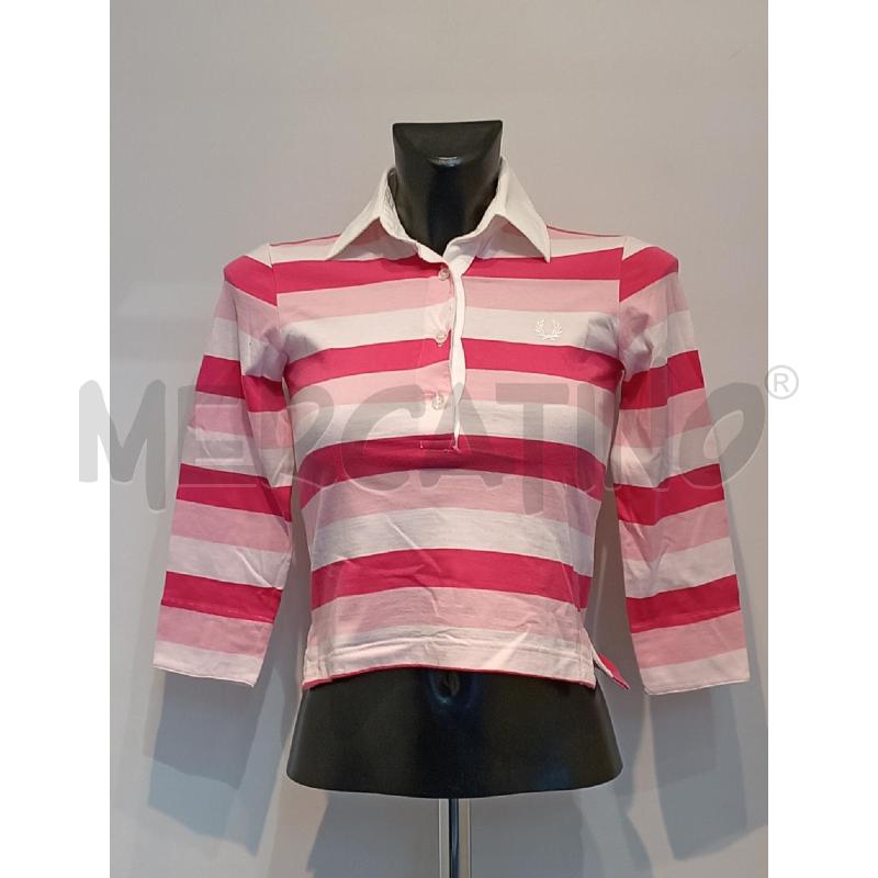 POLO DONNA FRED PERRY ROSA RIGHE  | Mercatino dell'Usato Moncalieri bengasi 1