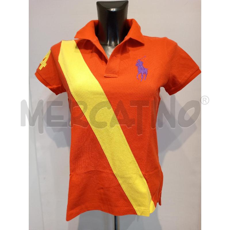 POLO DONNA RALPH LAUREN ROSSO STRISCIA GIALLA | Mercatino dell'Usato Moncalieri bengasi 1