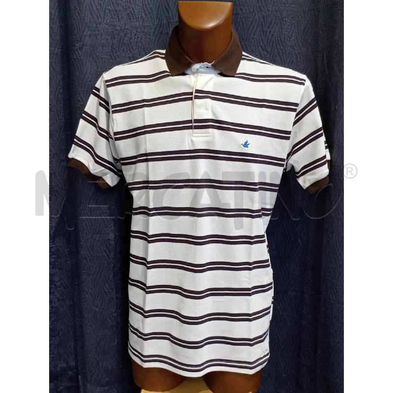 POLO UOMO BROOKSFIELD BEIGE RIGHE MARRONE | Mercatino dell'Usato Moncalieri bengasi 1