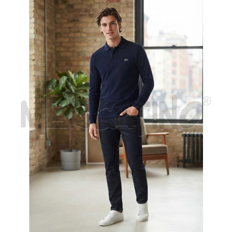 POLO UOMO LACOSTE BLU MANICA LUNGA | Mercatino dell'Usato Moncalieri bengasi 1