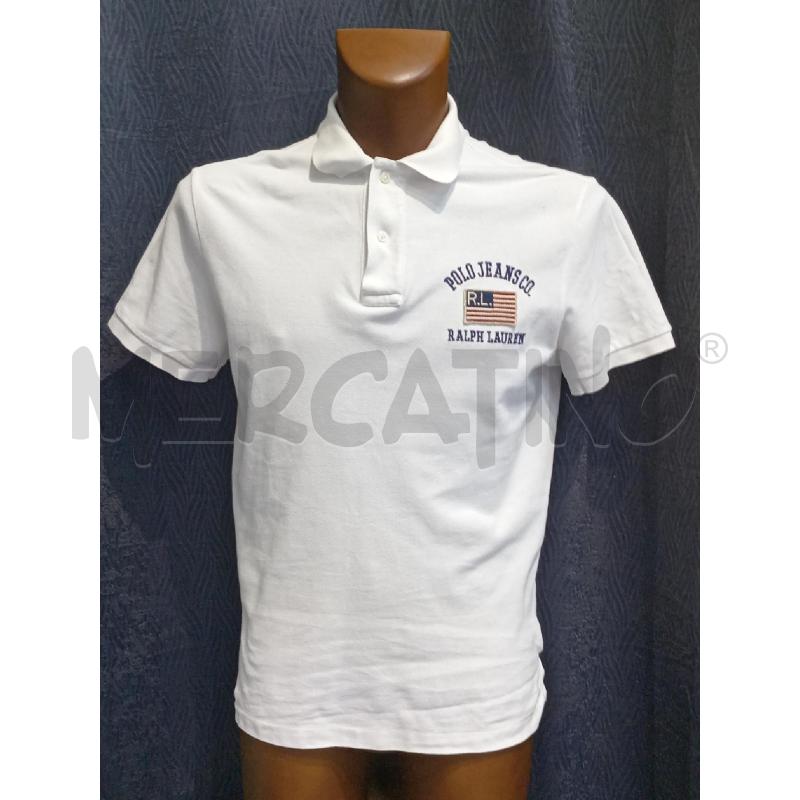 POLO UOMO POLO JEANS BIANCA LOCO BANDIERA | Mercatino dell'Usato Moncalieri bengasi 1