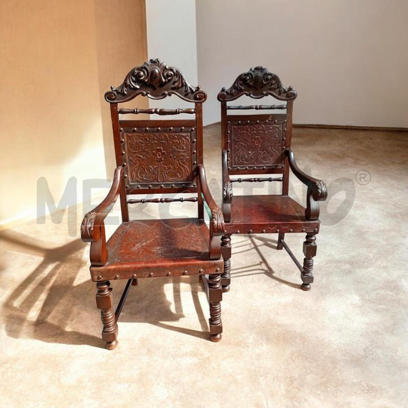 POLTRONA COPPIA CUOIO LEGNO EPOCA | Mercatino dell'Usato Moncalieri bengasi 1