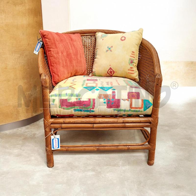 POLTRONA RATTAN C/COPERTURA E 2 CUSCINI  | Mercatino dell'Usato Moncalieri bengasi 2
