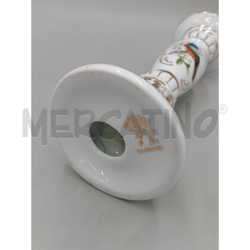 PORTA CANDELA CERAMICA T.LIMOGES C/DECORO PAPPAGALLINO E DORATURE  | Mercatino dell'Usato Moncalieri bengasi 3