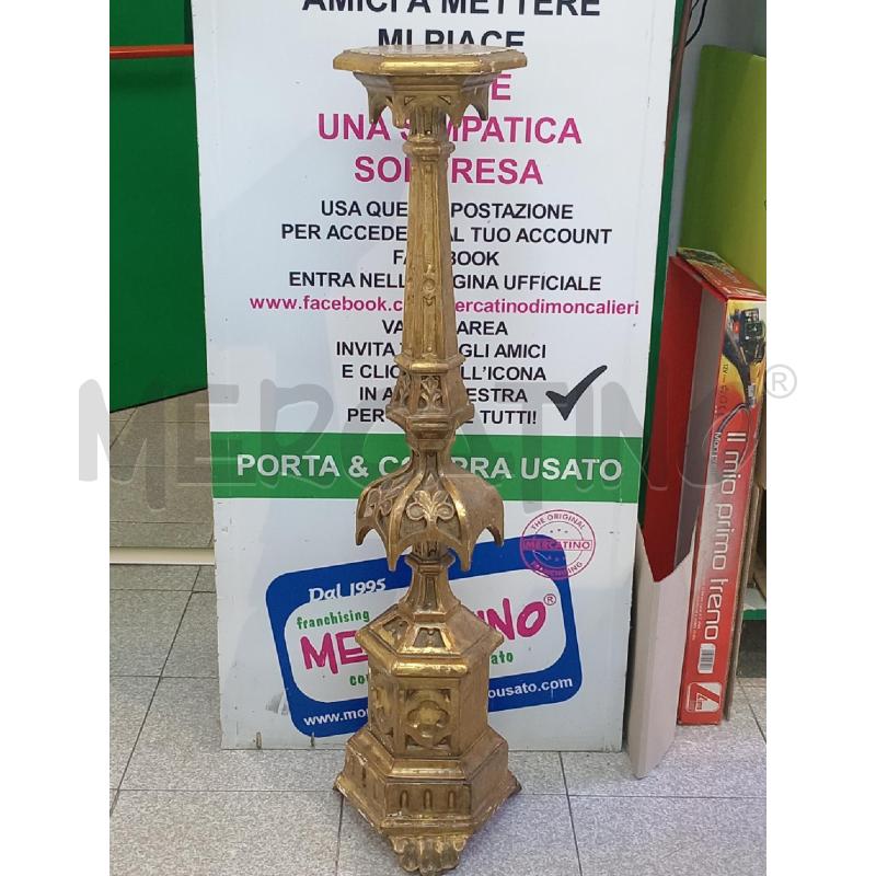 PORTA CANDELA DA CHIESA LEGNO DORATO H.100 | Mercatino dell'Usato Moncalieri bengasi 1