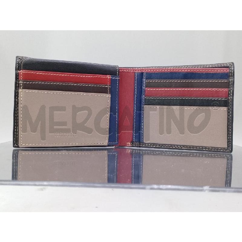 PORTA FOGLIO PELLE NERO INTERNO BEIGE ROSSO | Mercatino dell'Usato Moncalieri bengasi 3