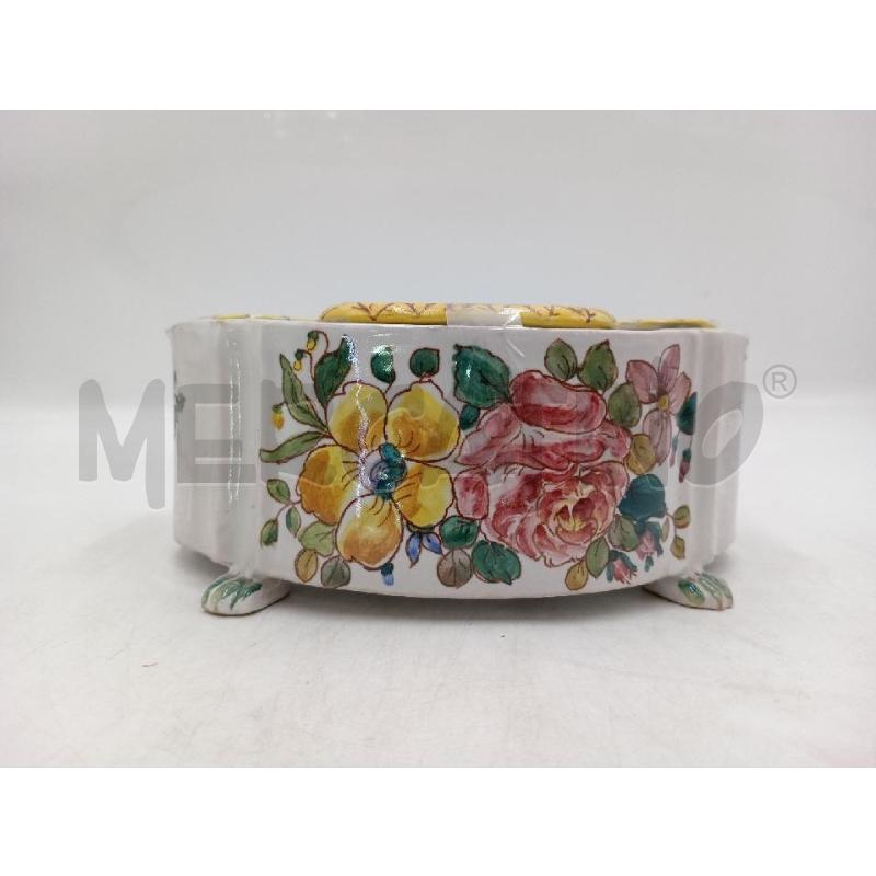 PORTA PENNE CERAMICA DA SCRIVANIA DECORO FLOREALE C/QUALCHE SBECCATURA DIFFUSA  | Mercatino dell'Usato Moncalieri bengasi 1