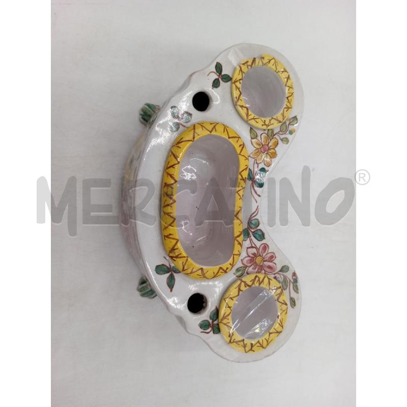 PORTA PENNE CERAMICA DA SCRIVANIA DECORO FLOREALE C/QUALCHE SBECCATURA DIFFUSA  | Mercatino dell'Usato Moncalieri bengasi 2
