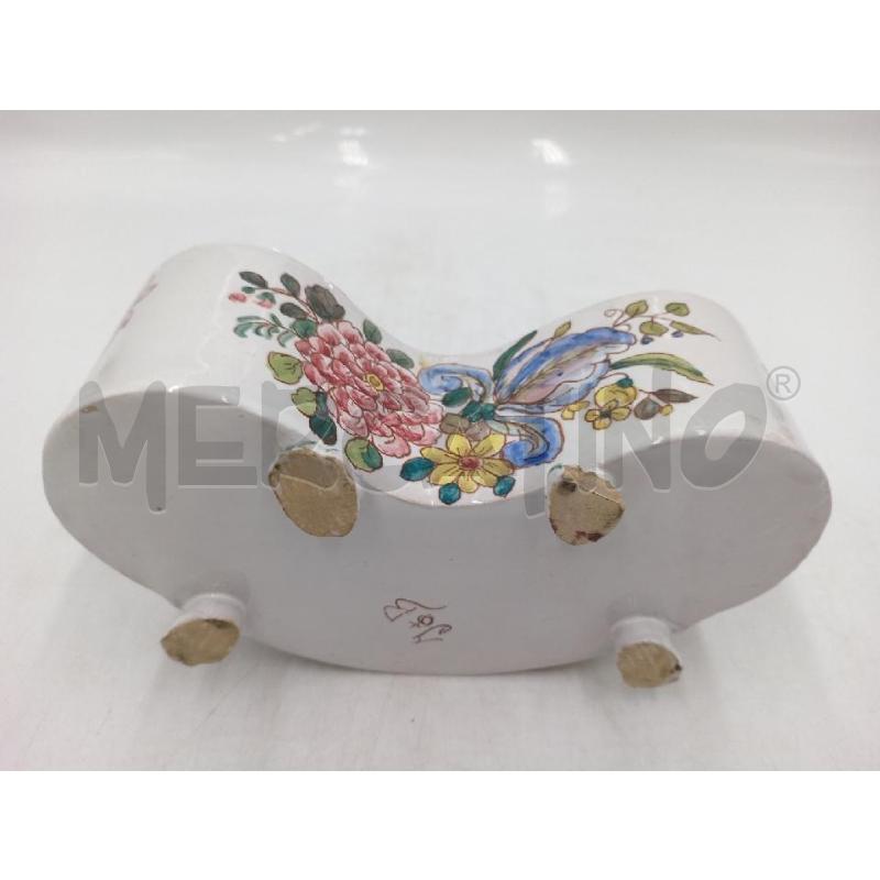 PORTA PENNE CERAMICA DA SCRIVANIA DECORO FLOREALE C/QUALCHE SBECCATURA DIFFUSA  | Mercatino dell'Usato Moncalieri bengasi 4
