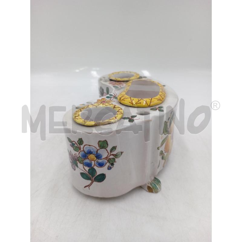 PORTA PENNE CERAMICA DA SCRIVANIA DECORO FLOREALE C/QUALCHE SBECCATURA DIFFUSA  | Mercatino dell'Usato Moncalieri bengasi 5