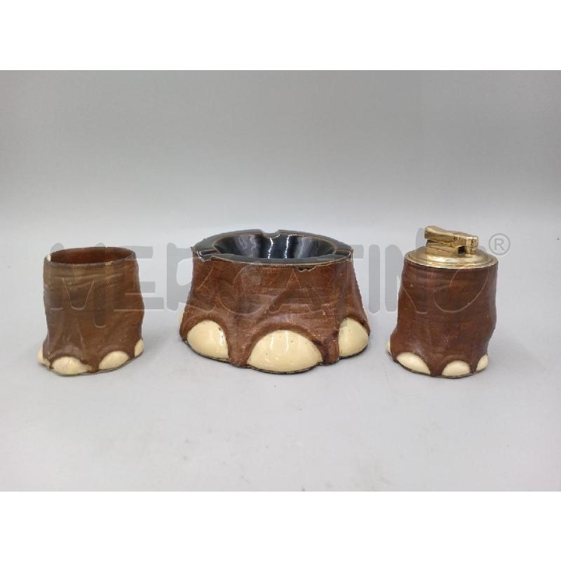 POSA CENERE+ACCENDINO+PORTASIGARETE ZAMPA DI ELEFANTE CERAMICA A.DIOMEDI | Mercatino dell'Usato Moncalieri bengasi 1