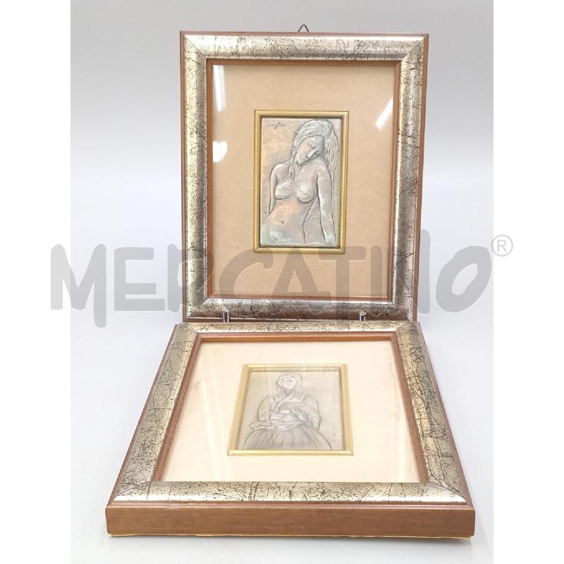 QUADRETTI COPPIA DONNA DESNUDA E VESTITA STIEL MODIGLIANI ARGENTATI  | Mercatino dell'Usato Moncalieri bengasi 1