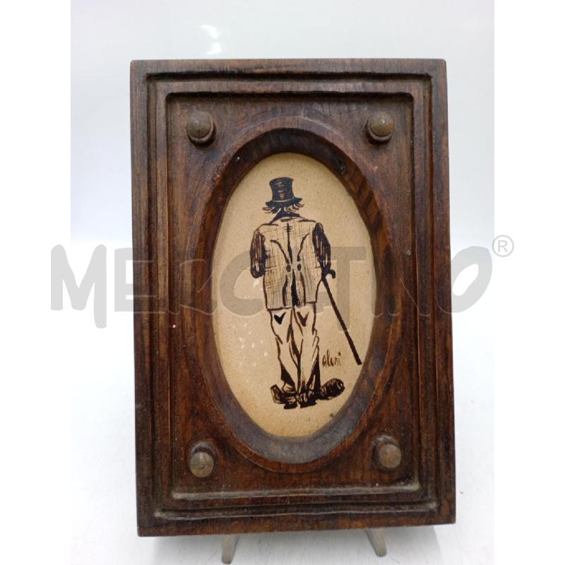QUADRETTO PERSONAGGIO C/BASTONE VISTA POSTERIORE LEGNO ARTHUR RACKAM CM 15X21 | Mercatino dell'Usato Moncalieri bengasi 1