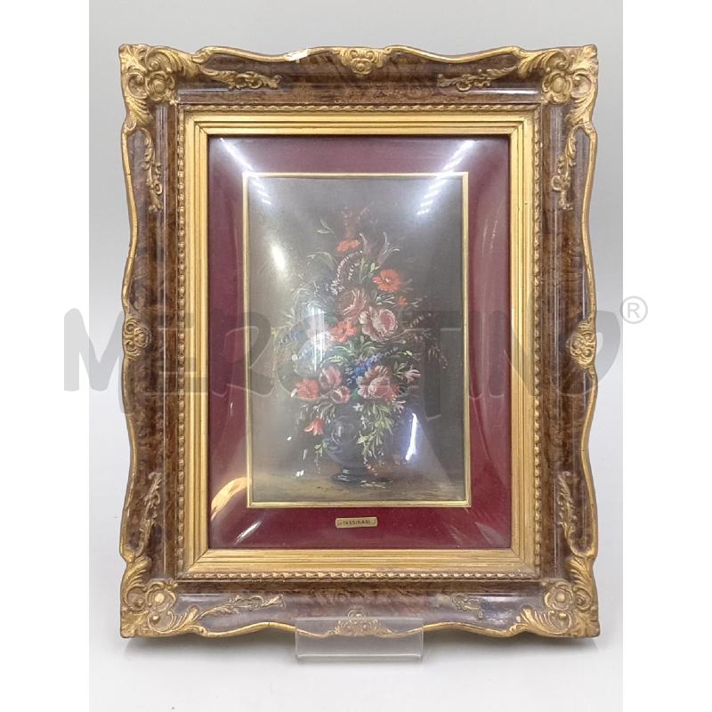 QUADRETTO S/CARTA ARTISTA TASSINARI RAFFIGURANTE VASO FIORITO CORNICE SBECCATA | Mercatino dell'Usato Moncalieri bengasi 1