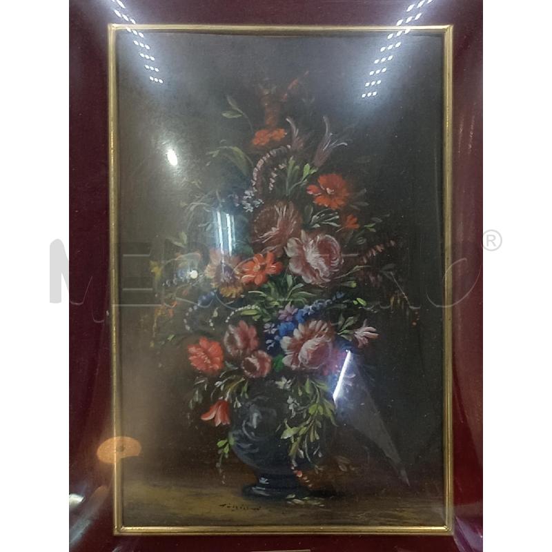 QUADRETTO S/CARTA ARTISTA TASSINARI RAFFIGURANTE VASO FIORITO CORNICE SBECCATA | Mercatino dell'Usato Moncalieri bengasi 2