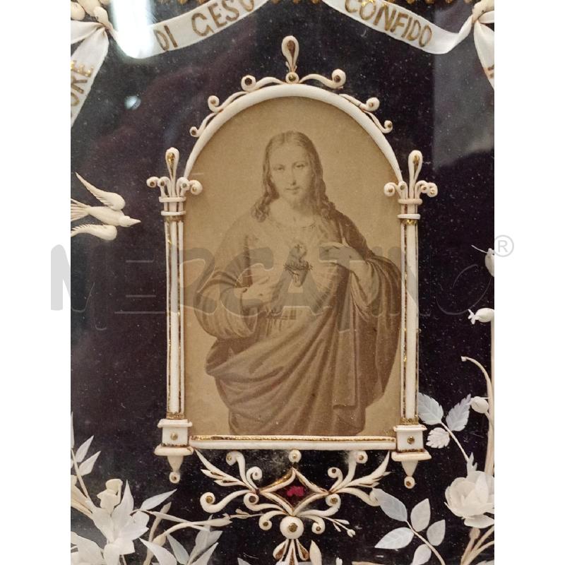 QUADRETTO SACRO CUORE VETRO ROTTO TECA | Mercatino dell'Usato Moncalieri bengasi 3