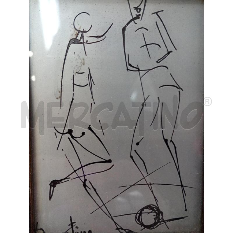 QUADRETTO VECCHIO ARTISTA TARANTINO C/PERSONAGGI  | Mercatino dell'Usato Moncalieri bengasi 3