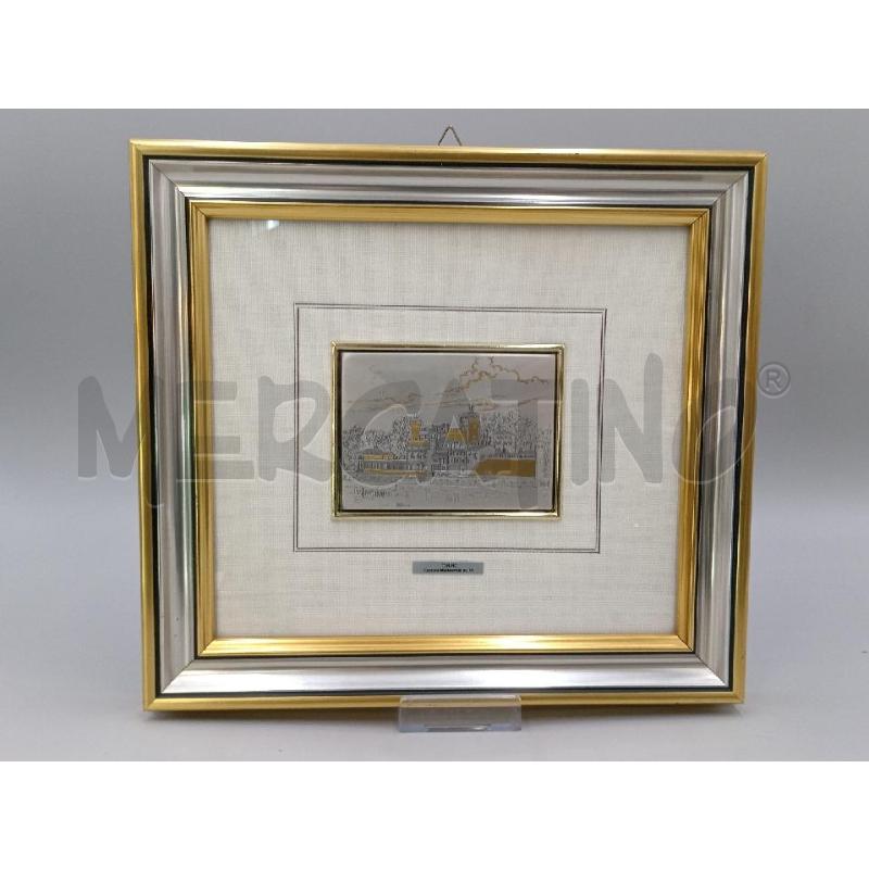QUADRETTO VECCHIO LASTRA METALLO CASTELLO MEDIOEVALE SUL PO C/CERTIFICATO  | Mercatino dell'Usato Moncalieri bengasi 1
