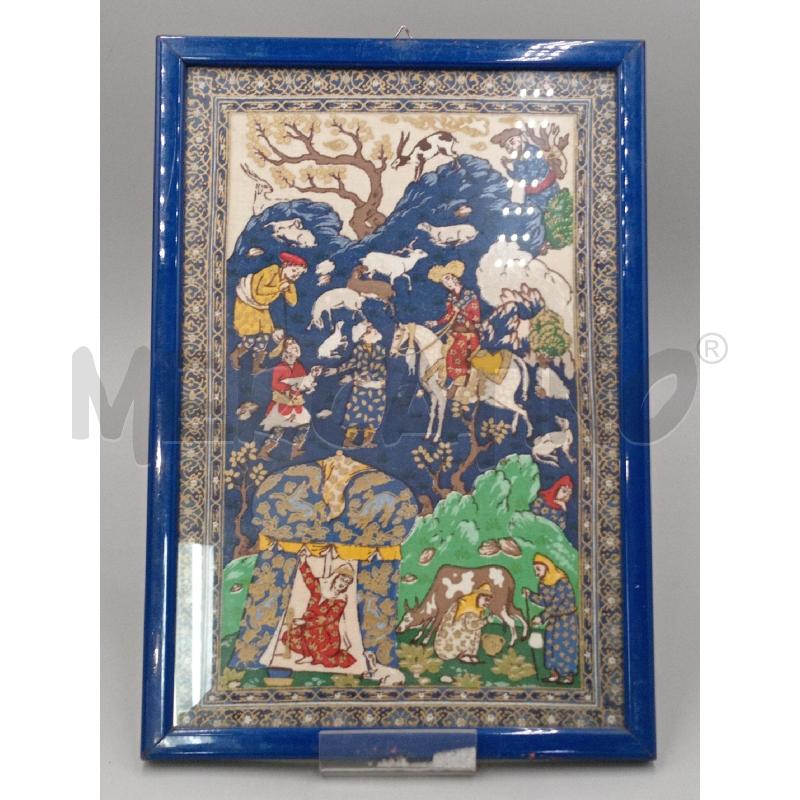 QUADRETTO VECCHIO S/STOFFA PERSIAN ART CAVALIERE LATO DX  | Mercatino dell'Usato Moncalieri bengasi 1